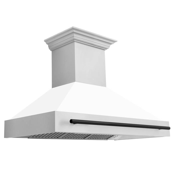 ZLINE Autograph Edition Stainless Steel Range Hood with White Matte Shell and Matte Black Handle