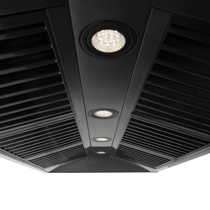 ZLINE Black Stainless Steel Range Hood with Black Stainless Steel Handle