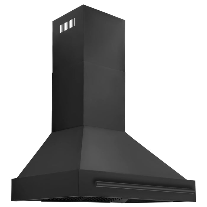 ZLINE Black Stainless Steel Range Hood with Black Stainless Steel Handle