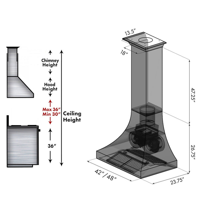 ZLINE Designer Series DuraSnow Stainless Steel Wall Range Hood