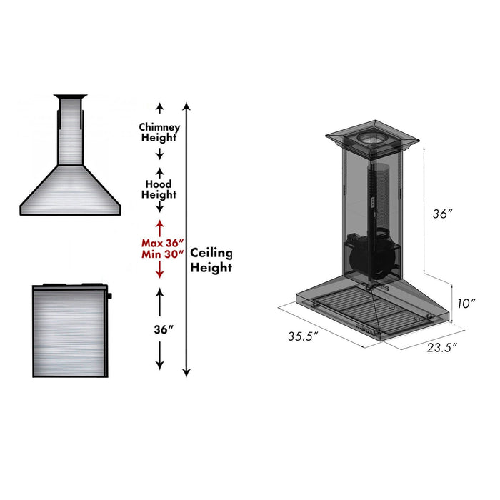 ZLINE Designer Series Oil-Rubbed Bronze Island Mount Range Hood