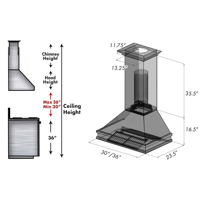 ZLINE Designer Series Wall Mount Range Hood in DuraSnow Stainless Steel