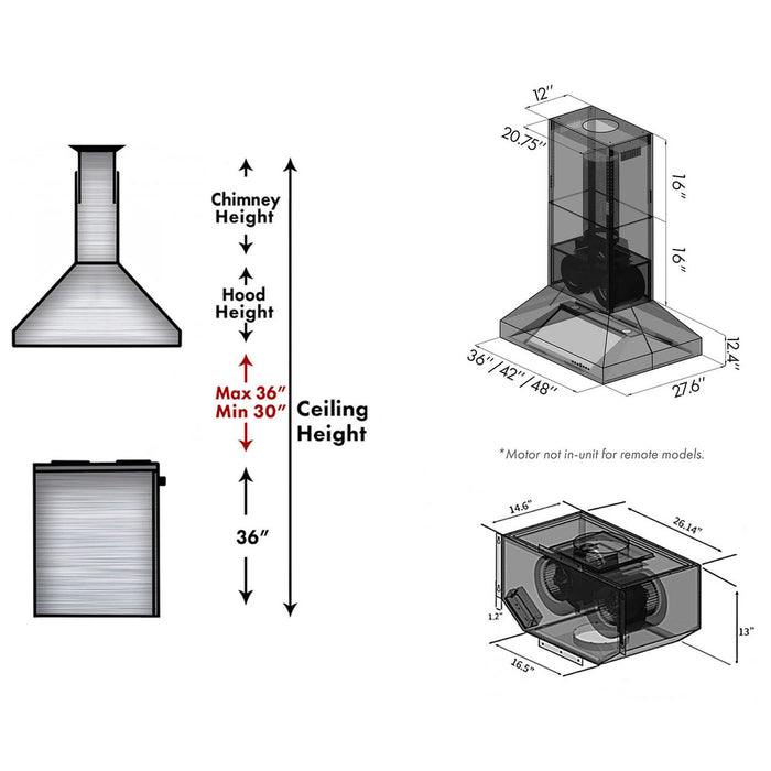 ZLINE Dual Remote Blower Island Mount Range Hood in Stainless Steel - 697i-RD