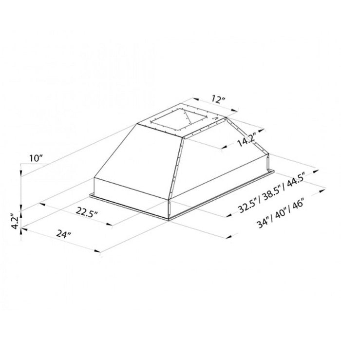 ZLINE Ducted Island Mount Range Hood Insert in Stainless Steel 