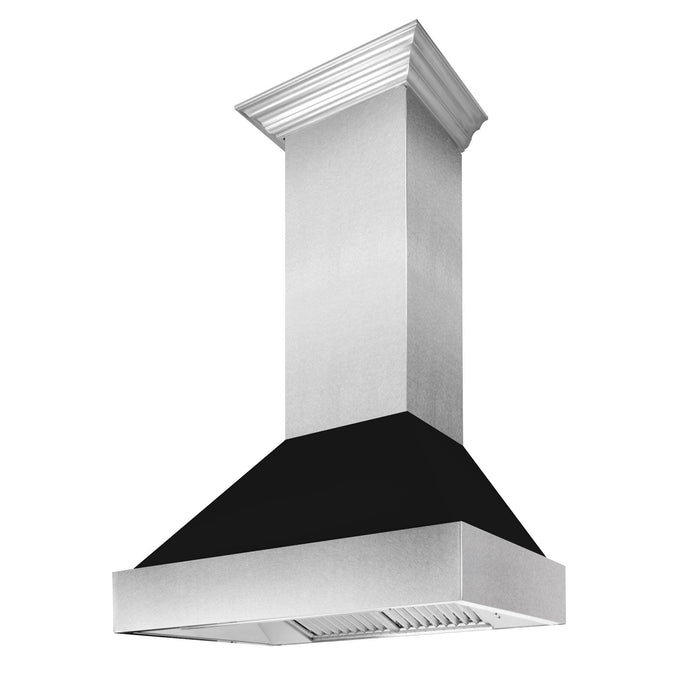 Zline DuraSnow Stainless Steel Range Hood with Black Matte Shell