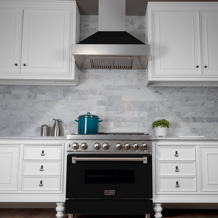 Zline DuraSnow Stainless Steel Range Hood with Black Matte Shell