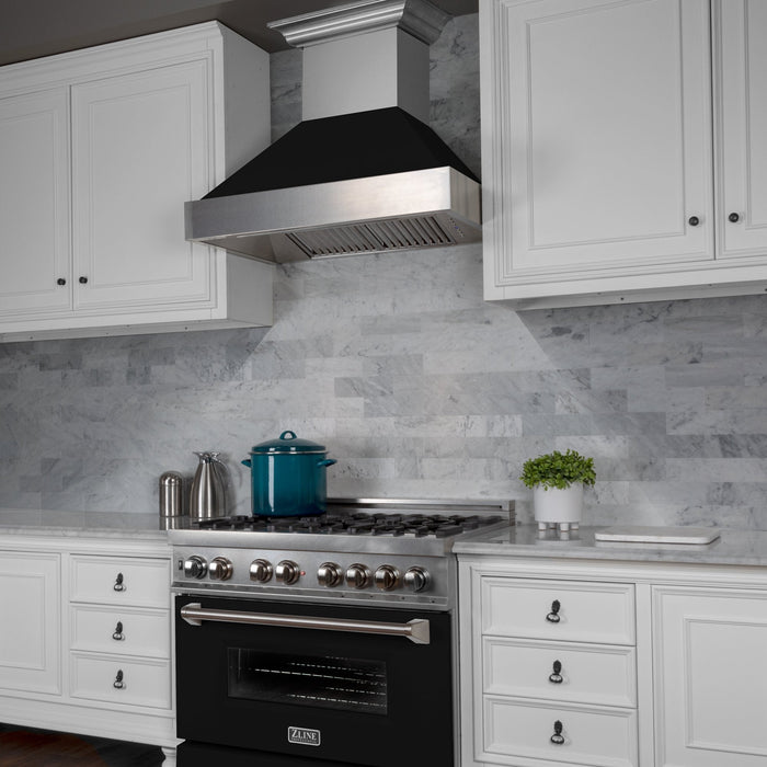 Zline DuraSnow Stainless Steel Range Hood with Black Matte Shell