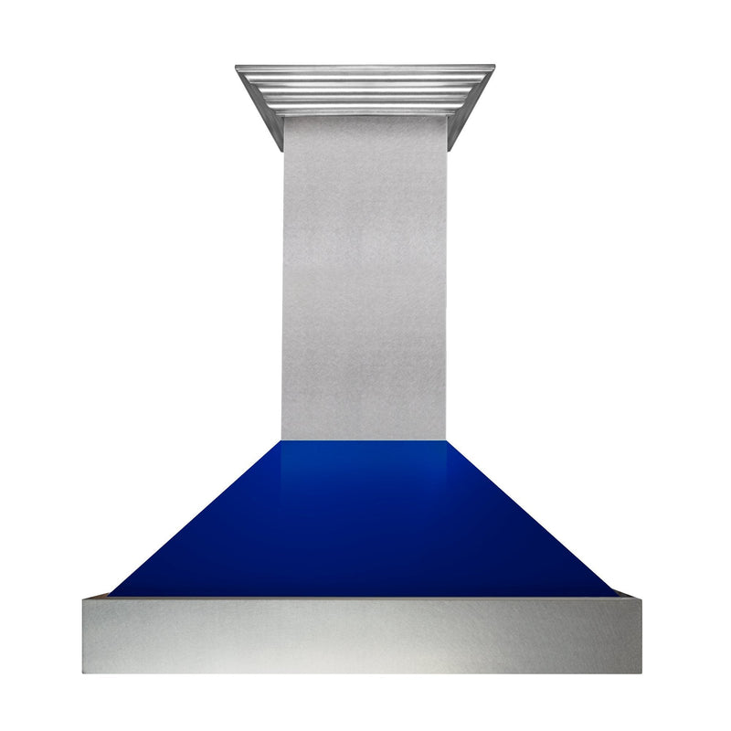 ZLINE DuraSnow Stainless Steel Range Hood with Blue Gloss Shell