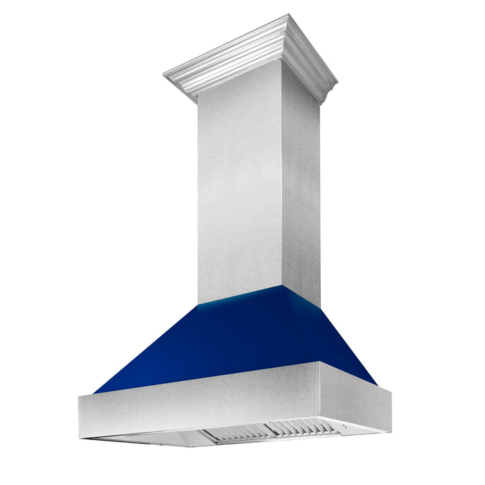 ZLINE DuraSnow Stainless Steel Range Hood with Blue Gloss Shell