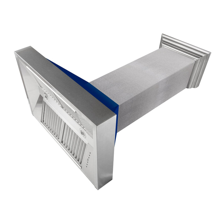 ZLINE DuraSnow Stainless Steel Range Hood with Blue Gloss Shell