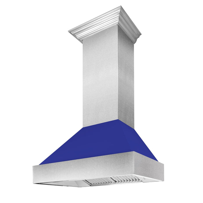 ZLINE DuraSnow Stainless Steel Range Hood with Blue Matte Shell 