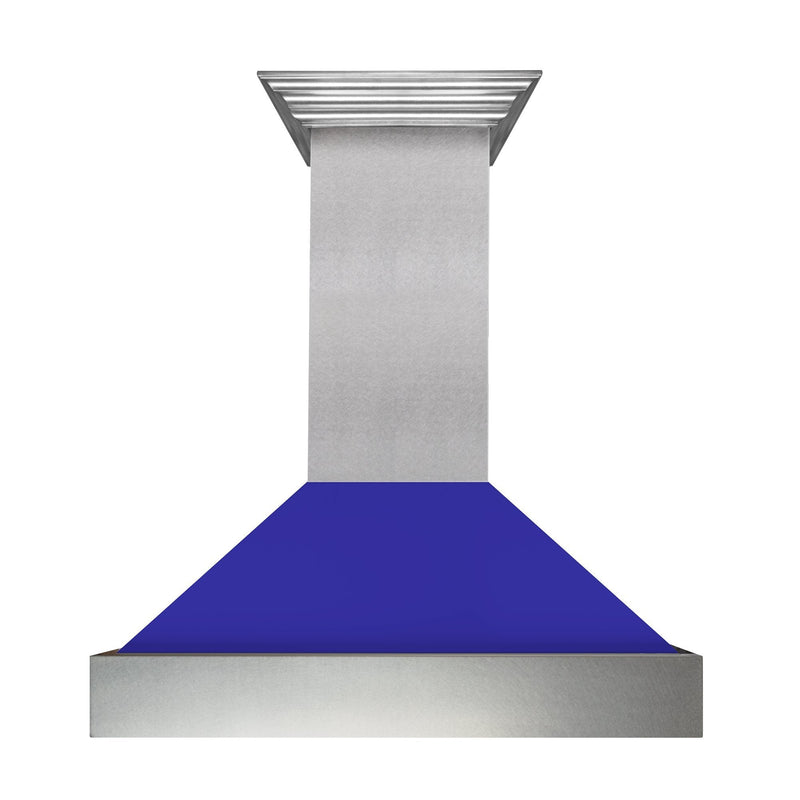 ZLINE DuraSnow Stainless Steel Range Hood with Blue Matte Shell 