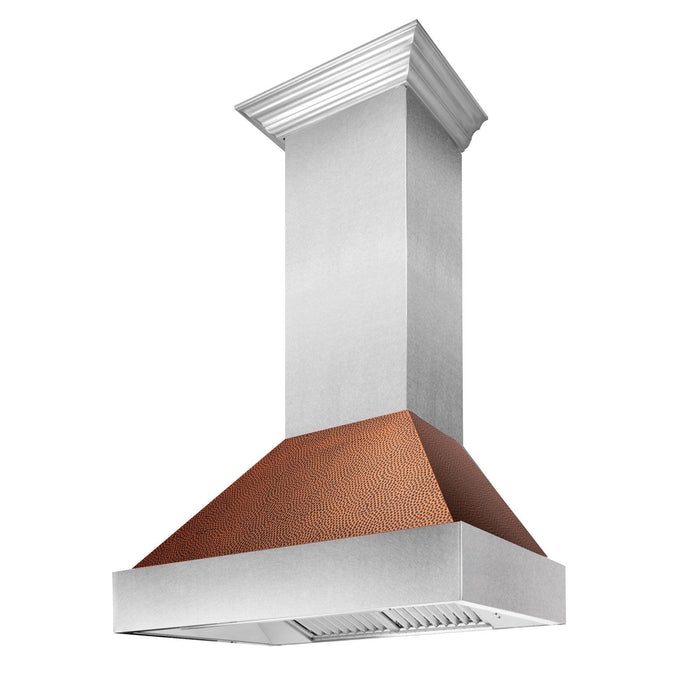 ZLINE DuraSnow Stainless Steel Range Hood with Hand-Hammered Copper Shell