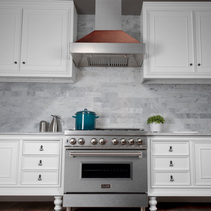 ZLINE DuraSnow Stainless Steel Range Hood with Hand-Hammered Copper Shell