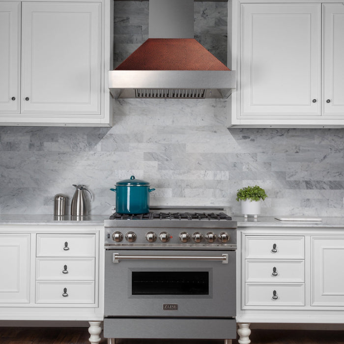 ZLINE DuraSnow Stainless Steel Range Hood with Hand-Hammered Copper Shell