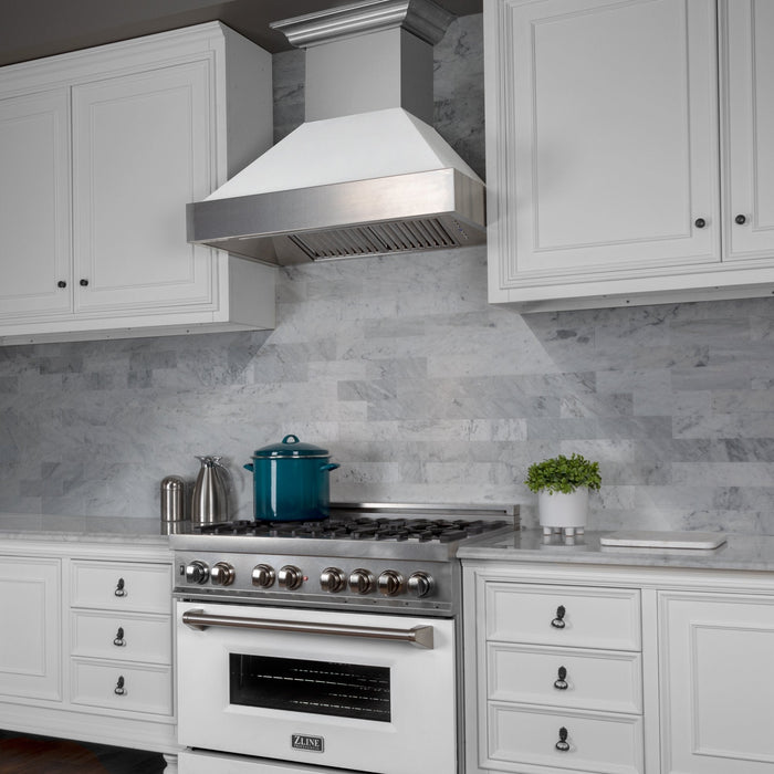 ZLINE DuraSnow Stainless Steel Range Hood with White Matte Shell 