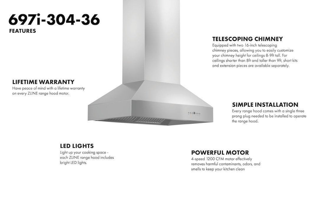 ZLINE Outdoor Island Mount Range Hood in Stainless Steel 