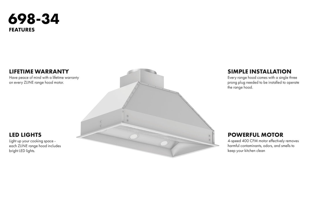 ZLINE Range Hood Insert in Stainless Steel