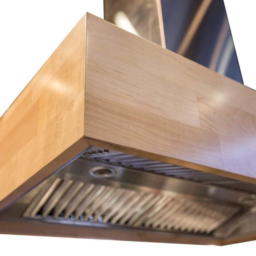 ZLINE Remote Blower Designer Series Wooden Island Mount Range Hood 