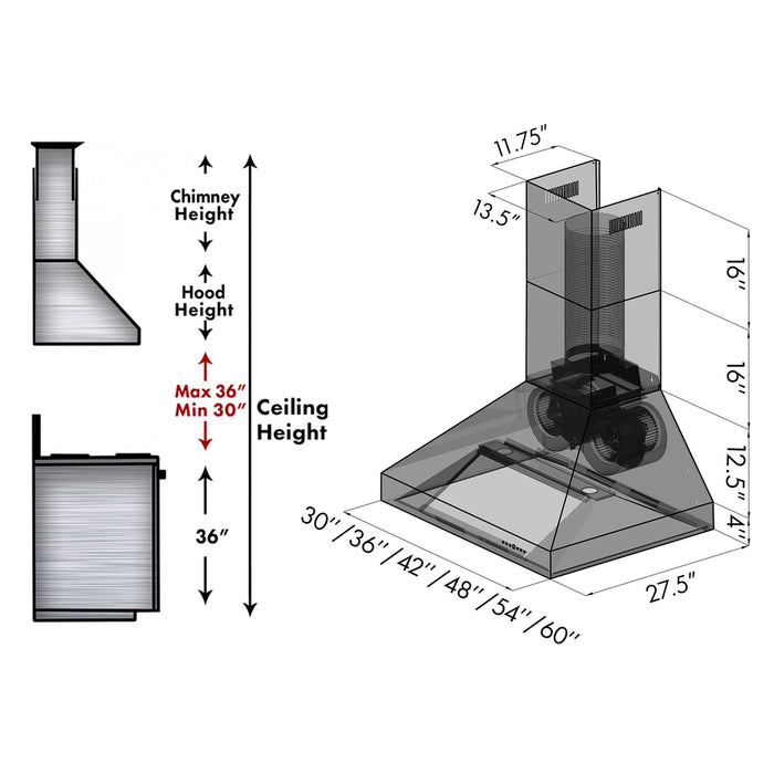 ZLINE Remote Blower Wall Mount Range Hood in Stainless Steel