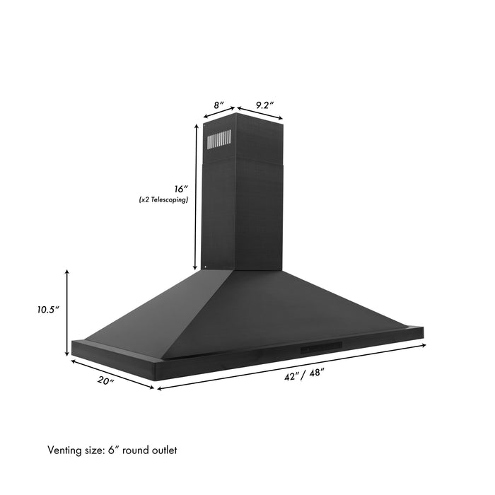 ZLINE Wall Mount Range Hood in Black Stainless Steel 