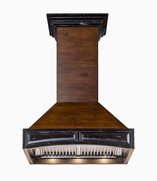 ZLINE Wooden Wall Mount Range Hood in Antigua and Walnut - Includes Remote Motor - 321AR-RS-42-400