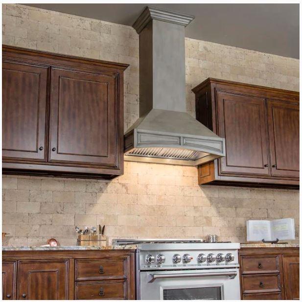 ZLINE Wooden Wall Mount Range Hood in Antigua and Walnut - Includes Remote Motor - 321AR-RS-42-400