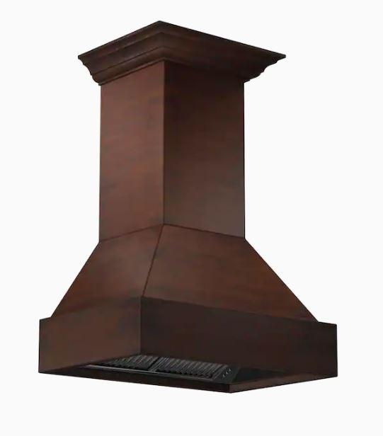 ZLINE Wooden Wall Mount Range Hood in Walnut and Hamilton - Includes Motor - 355WH-30