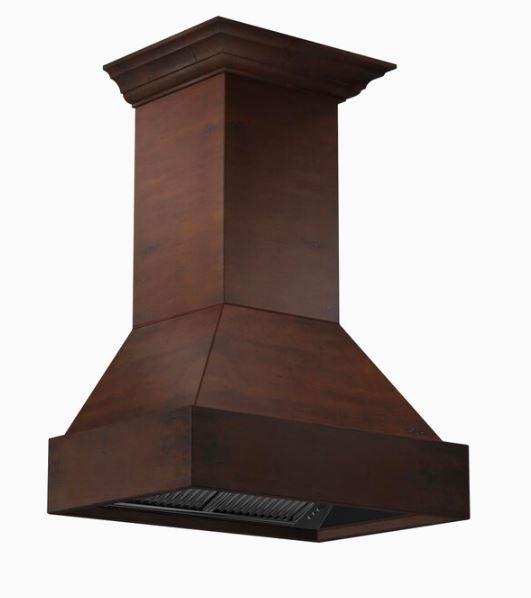 ZLINE Wooden Wall Mount Range Hood in Walnut and Hamilton - Includes Remote Motor - 355WH-RS-30-400