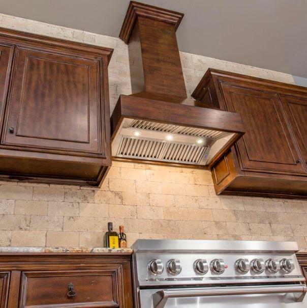 ZLINE Wooden Wall Mount Range Hood in Walnut and Hamilton - Includes Remote Motor - 355WH-RS-30-400