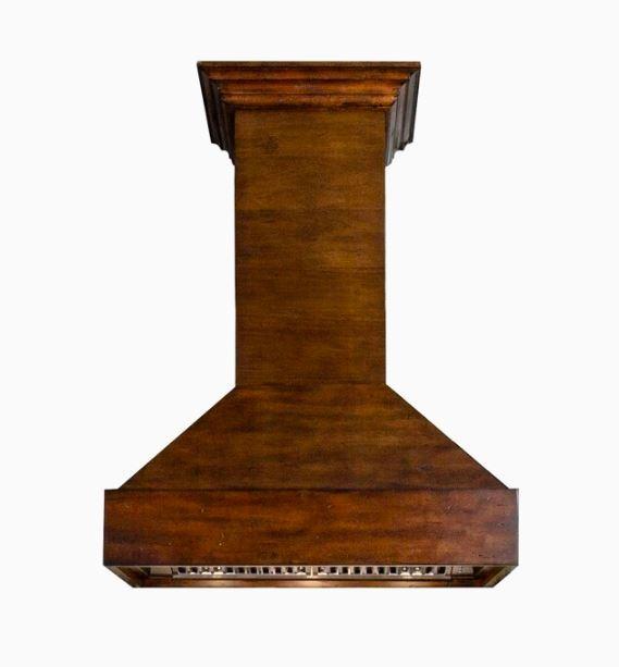 ZLINE Wooden Wall Mount Range Hood in Walnut and Hamilton - Includes Remote Motor - 355WH-RS-30-400